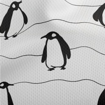 Simple Black And White Penguin Athletic Mesh Flat Back