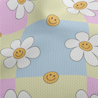 Cartoon Smiling Daisy Athletic Mesh Flat Back