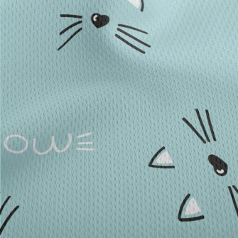 Hand Drawn Cute Cat Face Athletic Mesh Flat Back