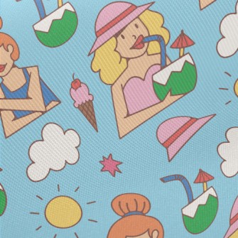 Summer Vacation Woman Twill