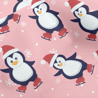 Christmas Skating Penguin Micro Fleece