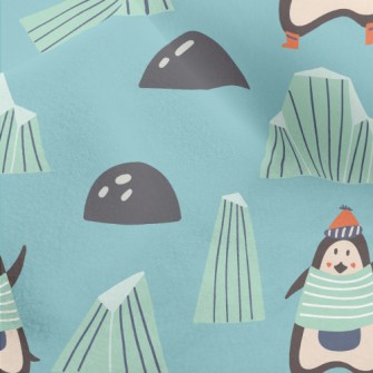 Cartoon Penguin With Ice Floe Micro Fleece