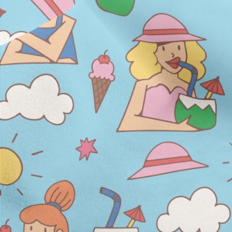 Summer Vacation Woman Micro Fleece