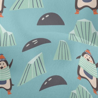 Cartoon Penguin With Ice Floe Lightweight Performance Linen