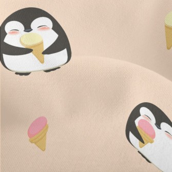 Cute Penguin Eating Ice Cream  Lightweight Performance Linen