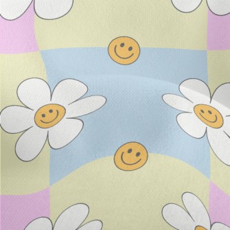 Cartoon Smiling Daisy Lightweight Performance Linen