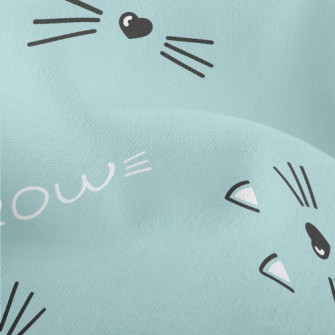 Hand Drawn Cute Cat Face Lightweight Performance Linen