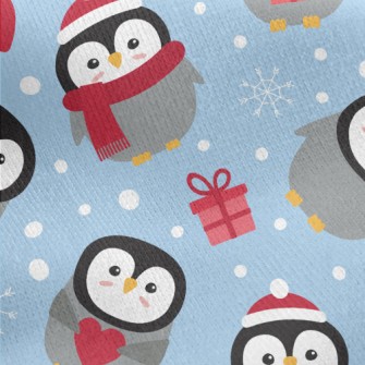 Happy Christmas Penguin Jersey Backed Fleece