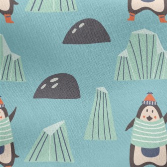 Cartoon Penguin With Ice Floe Jersey Backed Fleece