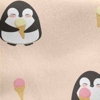 Cute Penguin Eating Ice Cream  Jersey Backed Fleece