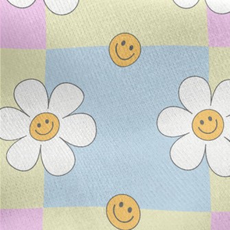 Cartoon Smiling Daisy Jersey Backed Fleece
