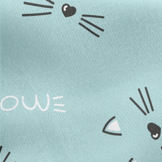 Hand Drawn Cute Cat Face Jersey Backed Fleece