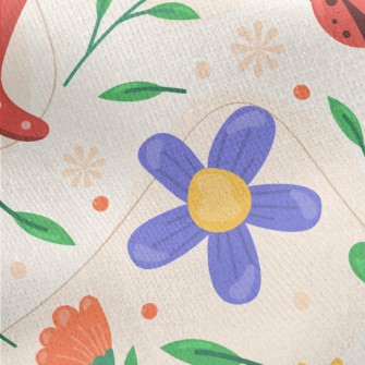 Cartoon Spring Garden Jersey Backed Fleece