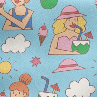 Summer Vacation Woman Jersey Backed Fleece