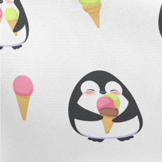 Penguin Eating Tricolor Cone Pongee