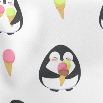 Penguin Eating Tricolor Cone Lightweight Cotton Poplin