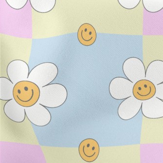 Cartoon Smiling Daisy Lightweight Cotton Poplin