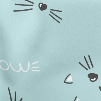 Hand Drawn Cute Cat Face Lightweight Cotton Poplin