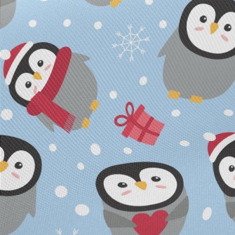 Happy Christmas Penguin Midweight Cotton Poplin