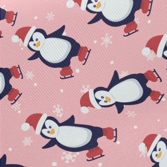 Christmas Skating Penguin Midweight Cotton Poplin