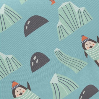 Cartoon Penguin With Ice Floe Midweight Cotton Poplin