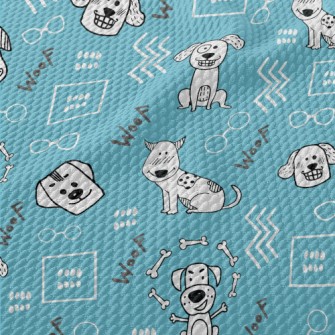 Hand Drawn Cute Dog Birdseye Piqué