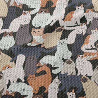 Cute Cats Of Various Breeds Birdseye Piqué