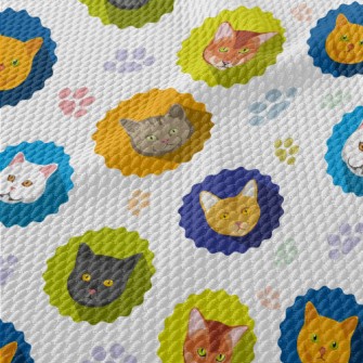 Different Cat Portraits Birdseye Piqué