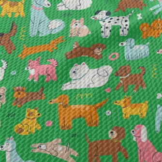 Hand Drawn Cute Dog Birdseye Piqué