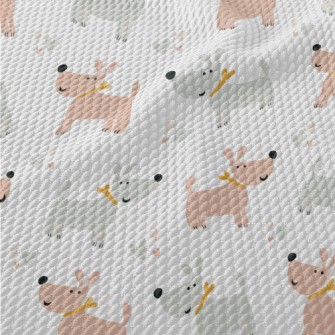 Gray Pink Cute Dog Birdseye Piqué