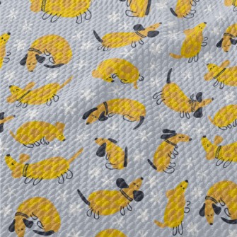 Yellow Cute Dachshund Birdseye Piqué