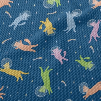 Space Cat Floating In Space Birdseye Piqué