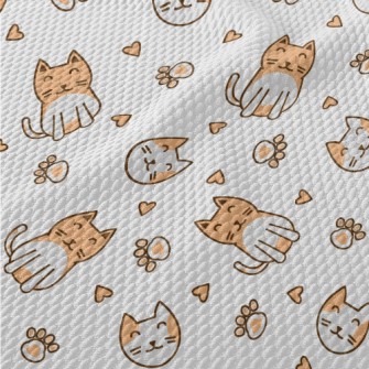 Cute Cat Love Paws Birdseye Piqué