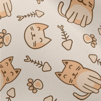 Sitting Cat And Fish Bone Cat  Chiffon