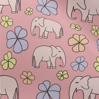 Hand Drawn Elephant And Flower Chiffon