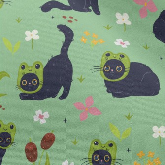 Black Cat Wearing A Frog Mask Chiffon