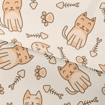 Sitting Cat And Fish Bone Cat  Waterproof Oxford