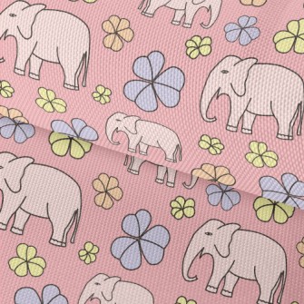 Hand Drawn Elephant And Flower Waterproof Oxford
