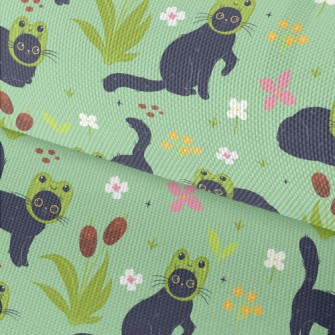 Black Cat Wearing A Frog Mask Waterproof Oxford