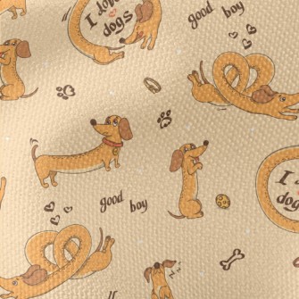 American Cartoon Dachshund Waterproof Canvas