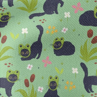 Black Cat Wearing A Frog Mask Waterproof Canvas