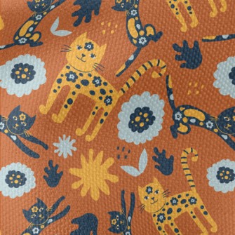 Floral Texture Cat Waterproof Canvas