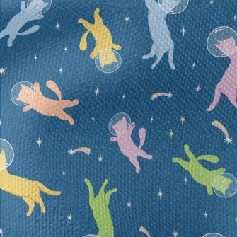 Space Cat Floating In Space Waterproof Canvas