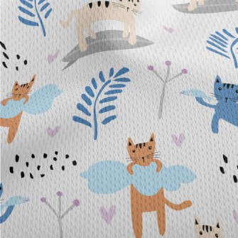 Color Block Cartoon Cat Athletic Mesh Flat Back