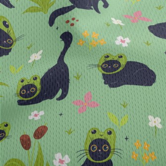 Black Cat Wearing A Frog Mask Athletic Mesh Flat Back