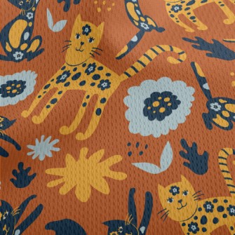 Floral Texture Cat Athletic Mesh Flat Back