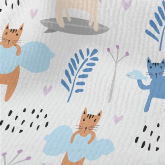 Color Block Cartoon Cat Terry