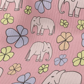 Hand Drawn Elephant And Flower Terry