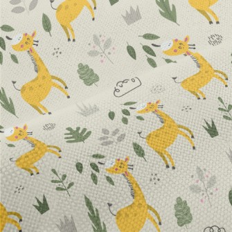 Giraffe Eating Leaves Performance Linen