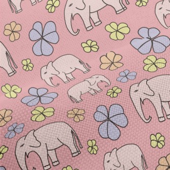 Hand Drawn Elephant And Flower Performance Linen